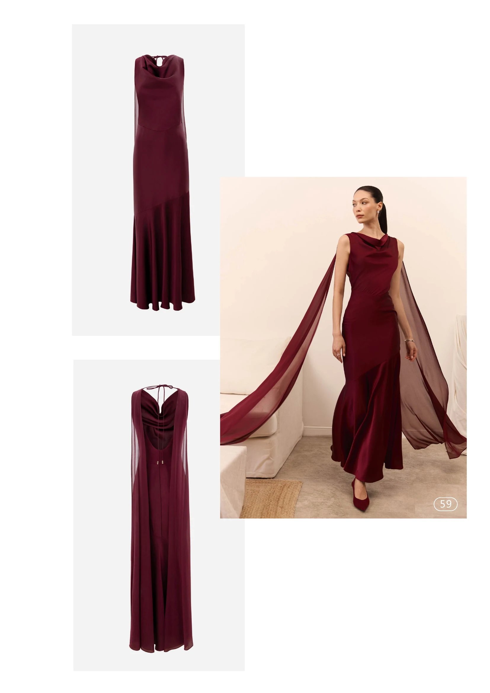 YIFENG 2026 latest numbered burgundy eveningwear styles